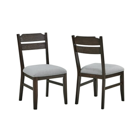 6pc Rich Dark Oak Finish Upholstery Chairs Ladder-Style Open Back Furniture