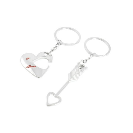- Unique Bargains Unique Bargains Silver Tone Arrow Heart Pendant Key Chains Pair for Lovers
