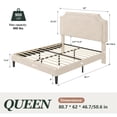 thumbnail image 4 of Amolife Queen Bed Frame, Upholstered Platform Bed with Streamlined Adjustable Headboard, No Box Spring Required, Beige, Chenille Fabric, 4 of 12