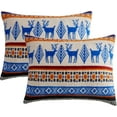 thumbnail image 4 of Lanco Reindeer 3 Piece Comforter Set with Sherpa Reverse, Bed Size: King, Flannel Print, Elk, Red/Blue, 4 of 5