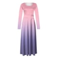 thumbnail image 4 of Ayolanni Pink Summer Dresses for Women 2025 Vacation Plus Size Long Sleeve Ombre Maxi Dresses Teen Girl Dresses M, 4 of 5