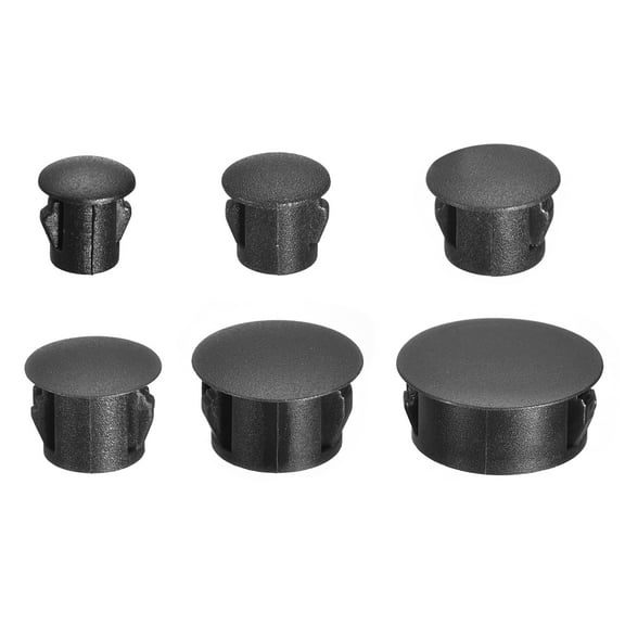 Nylon Plastic Hole Plug, 160Pcs 0.2"/0.24"/0.31"/0.39"/0.51"/0.98" 6 Sizes for Furniture Insert End Caps, Black