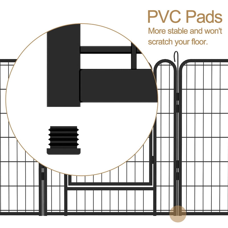 LONGHEXINA 8 Panels Heavy Duty Metal Playpen with door 31.7"H Dog Fence Pet Exercise Pen for Outdoor Indoor