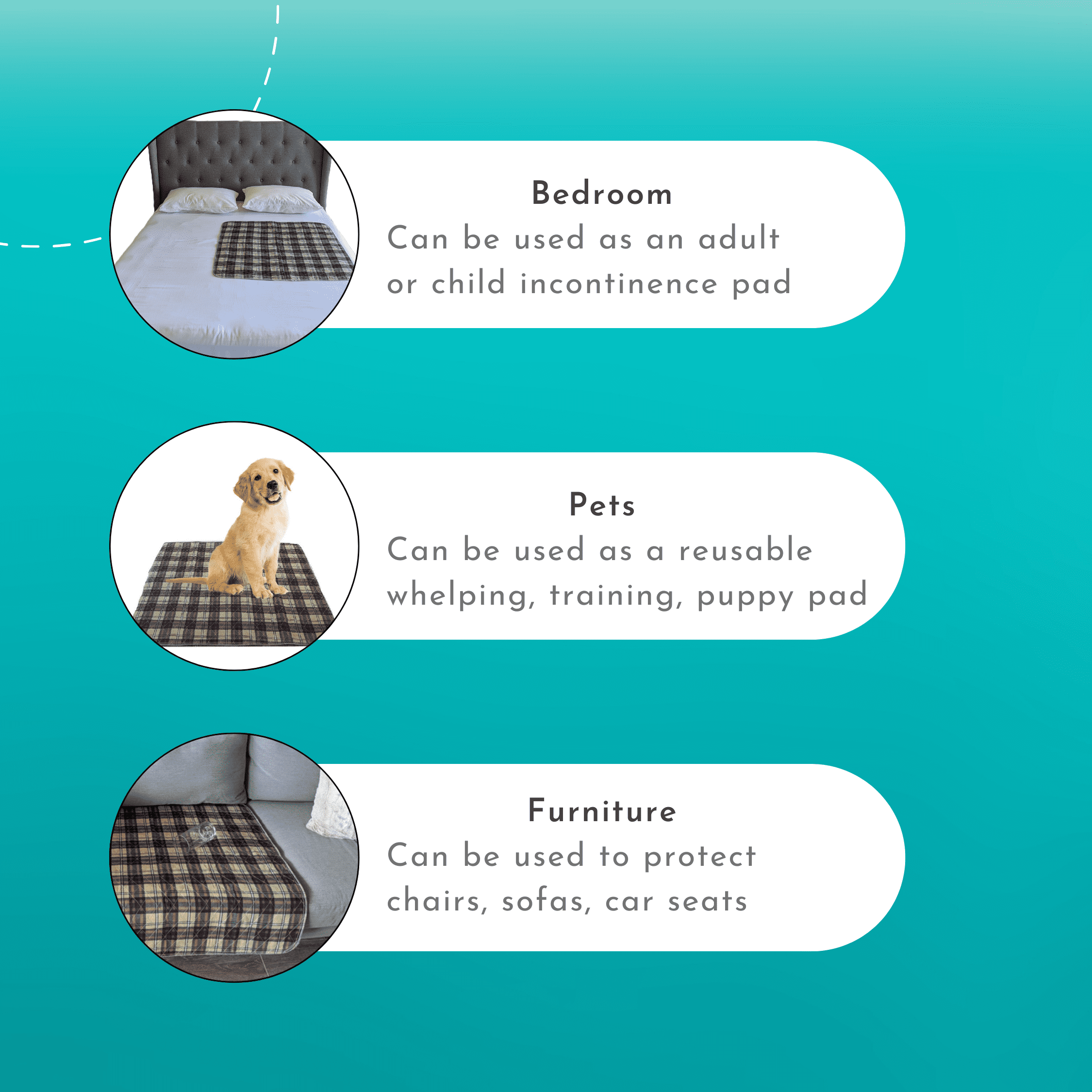 6 Pack Bed Pad Washable Incontinence Underpad - Absorbent Waterproof Urinary Protection for Seniors, Children 36 x 34 Blue