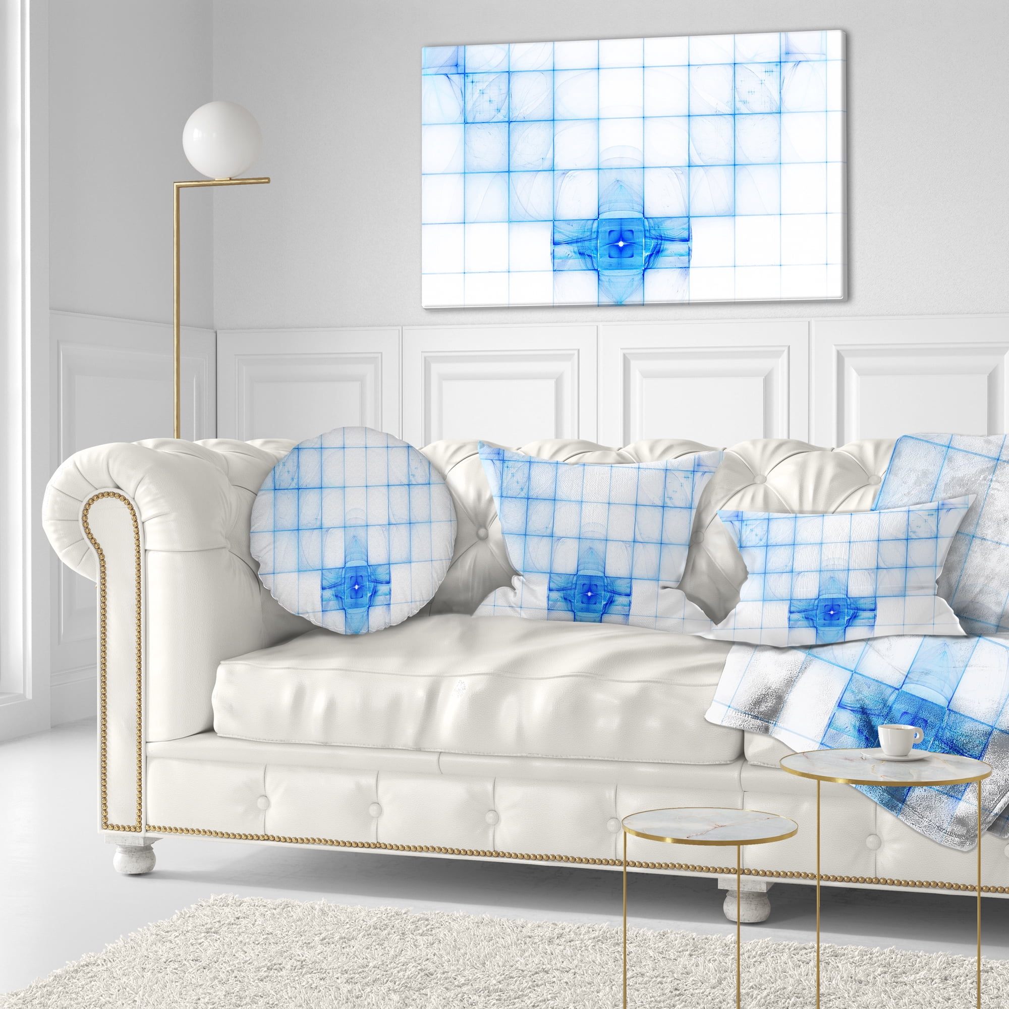 Designart Bat Outline on Radar Screen - Abstract Throw Pillow - 12x20