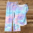 thumbnail image 5 of Guluxicc 2 Piece Women's Outfit Sets Short Sleeve Crew Neck Side Tie Top with Floral Print Wide Leg Pants Casual Lounge Matching Sets, 5 of 5