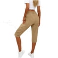 thumbnail image 6 of Besolor Womens Capri Pants Zipper Button High Waisted Straight Leg Casual Workout Athletic Capris with Pockets, 6 of 7