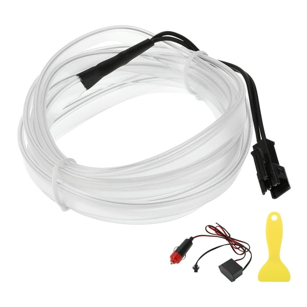 Cuerda de luz LED EL de 2m Unique Bargains, tira de luz de neón flexible para iluminación interior de automóviles, encendedor de cigarrillos (12v) azul hielo