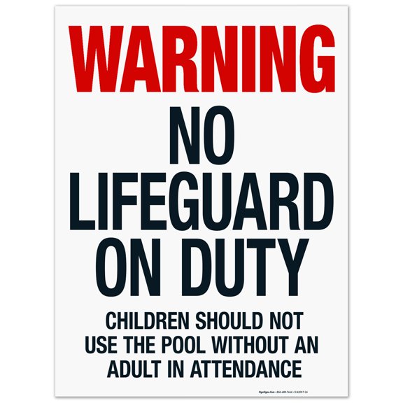 Arkansas No Lifeguard On Duty Sign, Complies With State Of Arkansas Pool Safety Code, 18x24 Corrugated Plastic