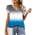 thumbnail image 3 of Camisas de Cuello de Tripulación de Manga Corta para las Mujeres Plisado Mangas de Ruffle, Cuello Redondo Casual Primavera Y Blusa de Verano, 3 of 5