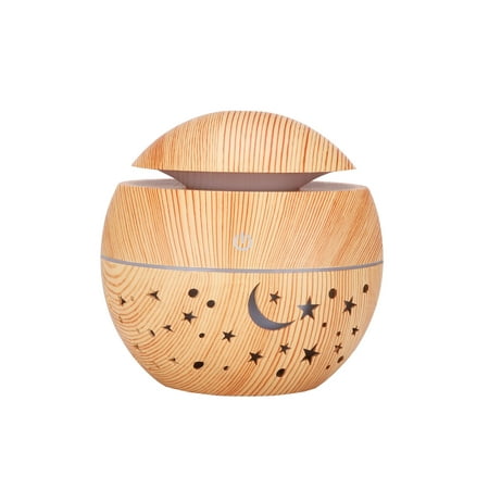 

Star Sky Wood Grain Creative Hollow Star Moon Humidifier Colorful Translucent Mini Portable 130ML Aromatherapy Machine