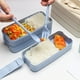 thumbnail image 1 of Lonchera apilable con cuchara y tenedor | Contenedor hermético para almuerzo con 3 compartimentos | Apto para microondas y lavavajillas | Material de paja de trigo para la escuela, la oficina y la, 1 of 9
