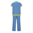 thumbnail image 4 of Women's Tops Women 2 Piece Outfits Sweatsuit Set Half Zip Lapel Collar Short Sleeve Sweatshirt Wide Leg Sweatpant Tracksuit Sets Ndbuld Blue XL, 4 of 5