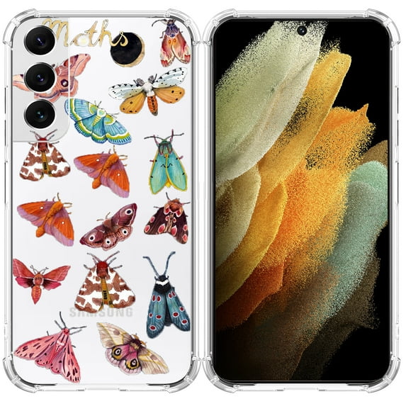 Night Moths Clear Case for Samsung Galaxy S23 Plus,Aesthetic Art Design Case for Men Women,Unique Trendy Transparent TPU Bumper Case Cover