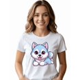 thumbnail image 1 of Playera Blanca Camiseta Estampada Cachorrito Husky, 1 of 5
