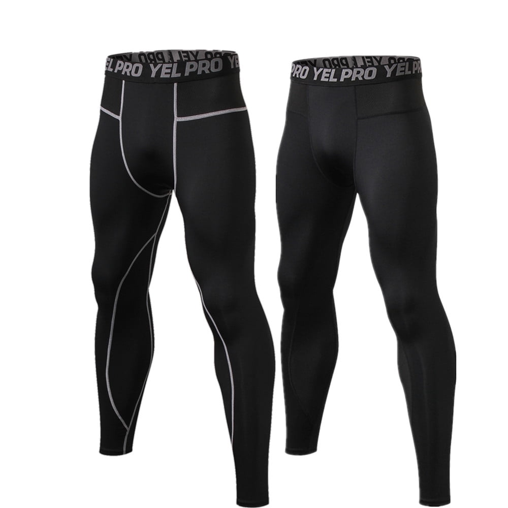 2 Pack Mens Compression Pants Workout Running Tights Cool Dry Fit Pants
