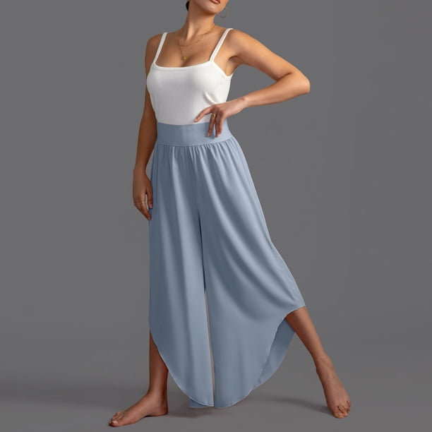 WILLBEST Pantalones Casuales elegantes para Mujer, de Pierna Ancha, Cintura Alta, Yoga, Hippie, Playa, Talla Grande, Palazzo para Mayor Comodidad y Versatilidad. Extra Grande