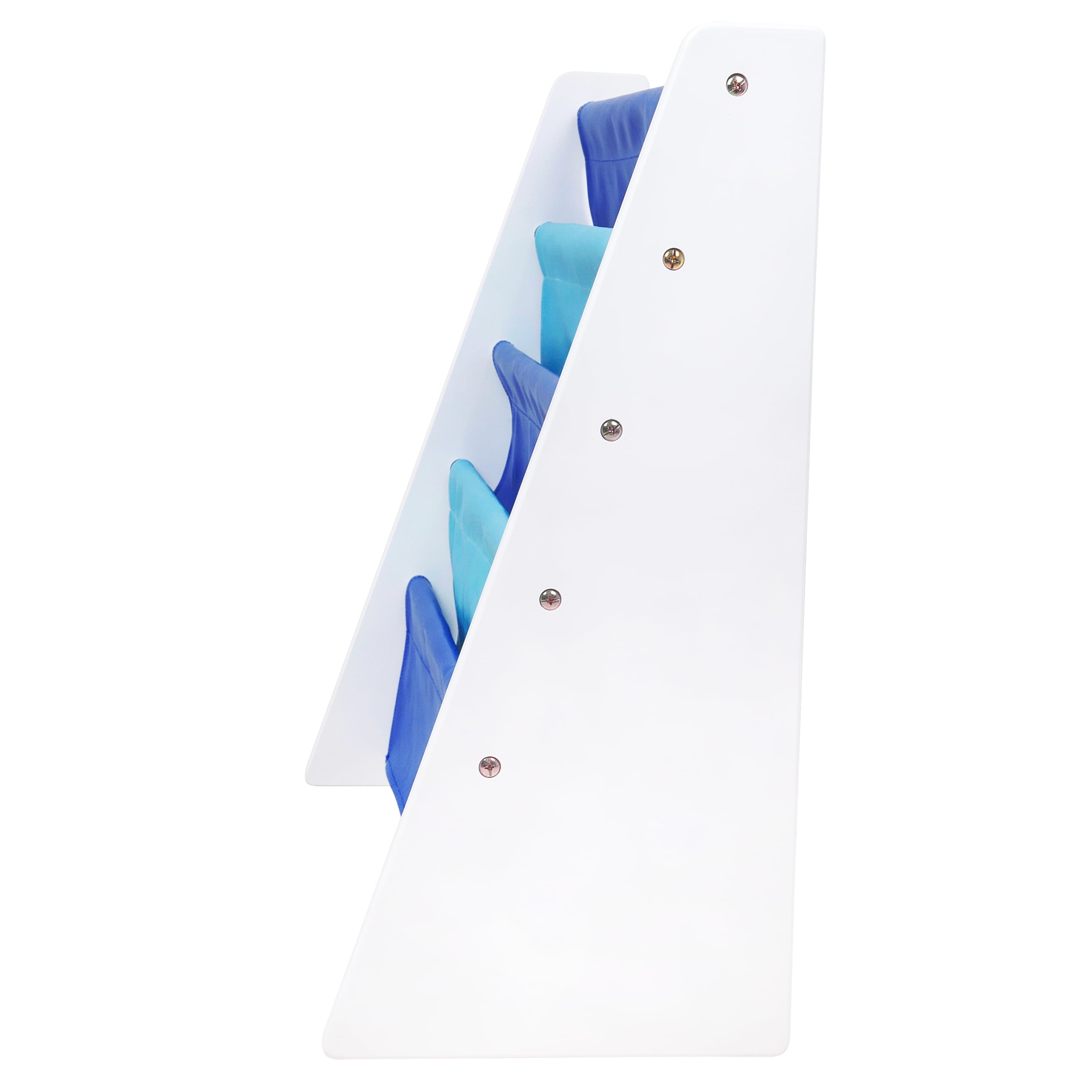 Wildkin Vegan Leather Original Sling Bookshelf - White Wood w/ Light Blue and Dark Blue