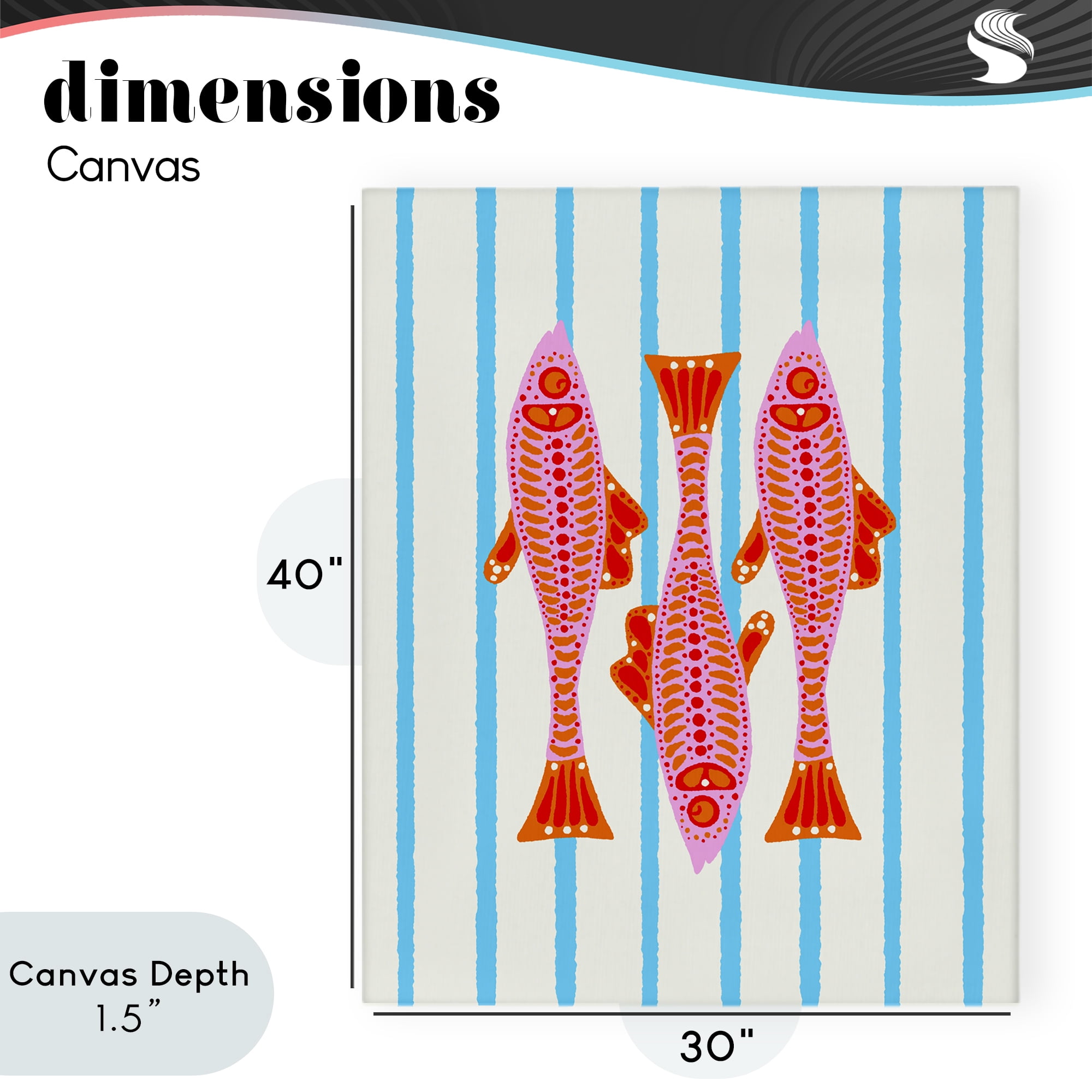 Stupell Industries Bright Aquatic Fish on Stripes Canvas Wall Art, design by Indira Prieto | IndySign