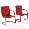thumbnail image 1 of Pemberly Row Chaise de Patio Industrielle en Métal, Fini Rouge Vif Lustré (Ensemble de 2), 1 of 14