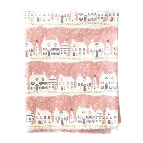 Tnarru 6x1.6 Yards Christmas Tree House Cotton Linen Sewing Cloth Pink