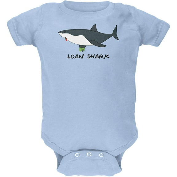 Loan Shark Great White Funny Pun Soft Baby Crewneck One Piece Light Blue 12 Month
