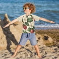 thumbnail image 3 of FORMRS Boys Rash Guard Short Sleeves Swim Shirt Quick Dry UPF 50+ Sun Protection, Sizes 3-12T, Beige Strawberry, 3 of 6