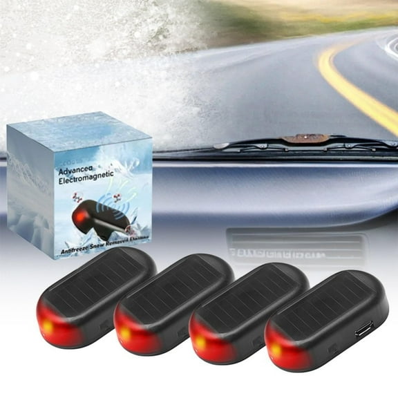 4 PCS Anti-Freeze Electromagnetic Car Snow Removal Device| 2-in-1 Car Defroster and Dummy Anti-Theft Alarm with Flashing LED| USB Rechargeable |Complete Winter Safety & Security Set for All Vehicles