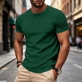thumbnail image 7 of Mens Cotton T-Shirt Stretch Slim Short Sleeve Crew Neck Basic Tee Lightweight Plain Shirt Moisture Wicking Undershirt Green S, 7 of 7