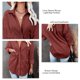 thumbnail image 5 of Blusa de solapa de manga larga con bolsillos Camisa casual con botones para mujer para otoño e invierno, 5 of 6