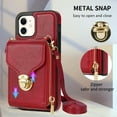 thumbnail image 5 of Nalacover Wallet Case for iPhone 12/iPhone 12 Pro,with Removable Adjustable Shoulder Strap,PU Leather Back Zipper Pocket Card Holder Stand Purse Shockproof Phone Case for Women Men,Red, 5 of 9