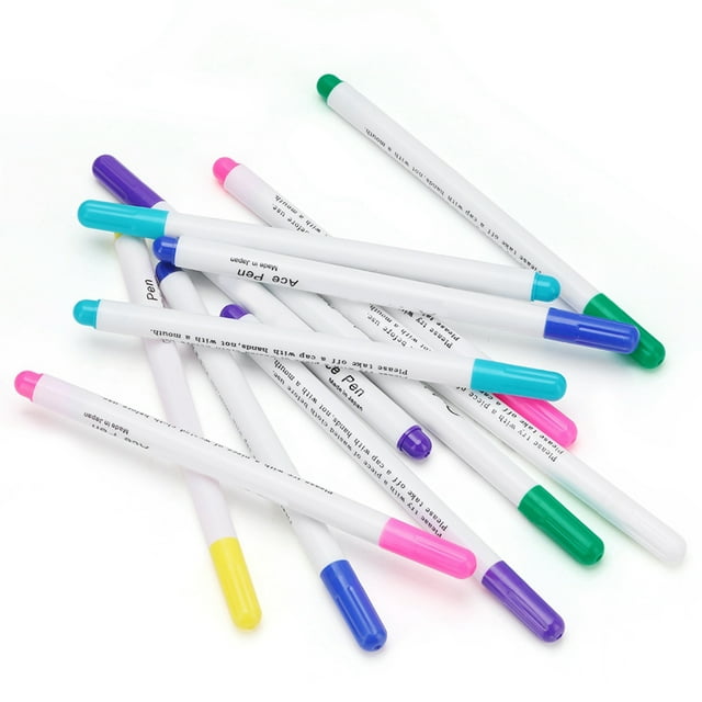 12 Pcs Disappearing Ink Fabric Marker Pen Water Erasable Pens Sewing Air Erasable Water Soluble Ink Pen for Embroidery Cross Stitch Handicarft Needlework