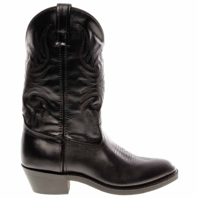 Botas Laredo Paris para hombre, media pantorrilla, punta redonda, piel negra