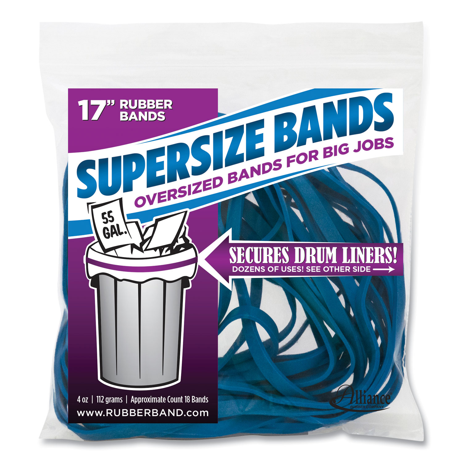 SuperSize Bands, 0.25" x 17", 4,060 psi Max Elasticity, Blue, 12/Pack | Bundle of 5 Packs