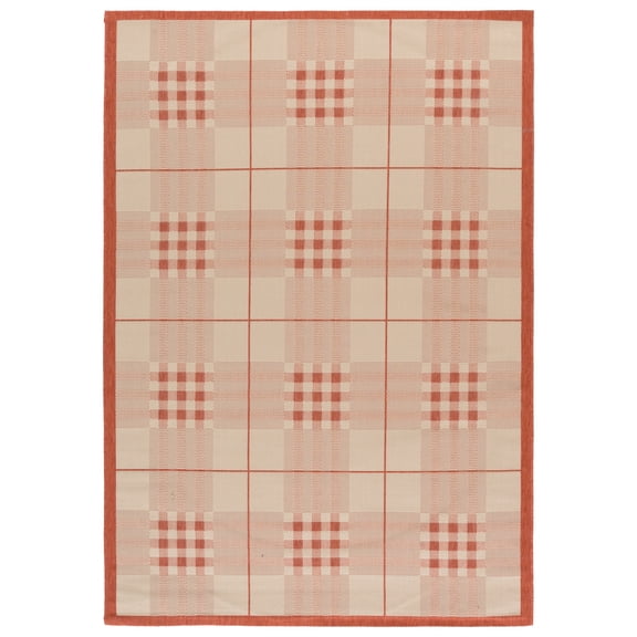 Safavieh Courtyard Fulham Geometric Indoor/Outdoor Area Rug, Natural/Terracotta, 5'3" x 7'7"