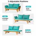 thumbnail image 2 of Panana Acacia Wood Convertible Couch Sofa Bed Adjustable Armrest Folding Daybed Collapsible Chaise Lounge w/Cushions Outdoor Loveseat for Garden Patio Poolside Turquoise, 2 of 7