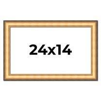 24x14 Frame Gold Plein Aire Solid Wood Picture Frame Width 2 Inches | Interior Frame Depth 0.5