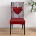 thumbnail image 4 of Valentine's Day Dining Chair Cover Set of 4, Mothers' Day Rose Petal Heart Vintage Wooden Board Plank Parsons Chair Slipcover Stretch Removable Chair Seat Protector Cover for Party Anniversary, 4 of 6