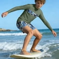 thumbnail image 6 of Cethrio Boys' Rash Guard Swimsuits, 2 Piece Surfing Long Sleeve Vacation Kids Bathing Suit Army Green Size 12, 6 of 6