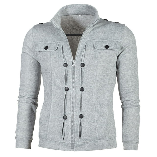 Men's Slim Fit Zip Up Casual Sweatshirt Jacket Lightweight Comfortable Solid Color Pullover for Everyday Wear
