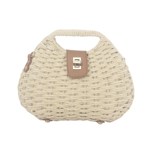 Bolso bandolera informal para mujer, bolso de playa portátil, bolso de mano tipo cartera Beige