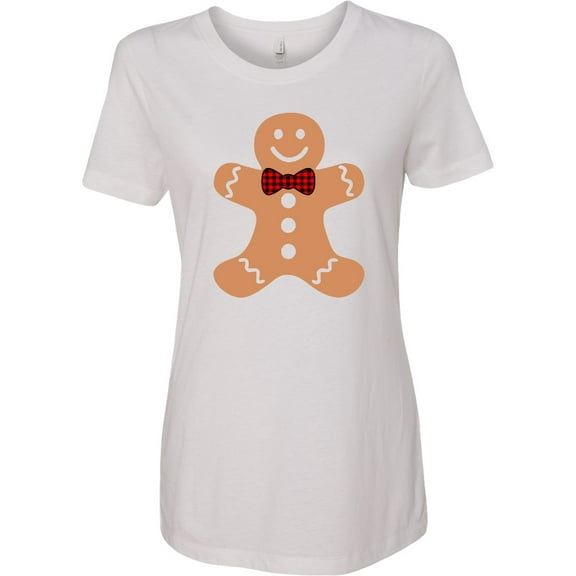 Inktastic Cute Gingerbread Man with Red Plaid Bowtie Women's T-Shirt