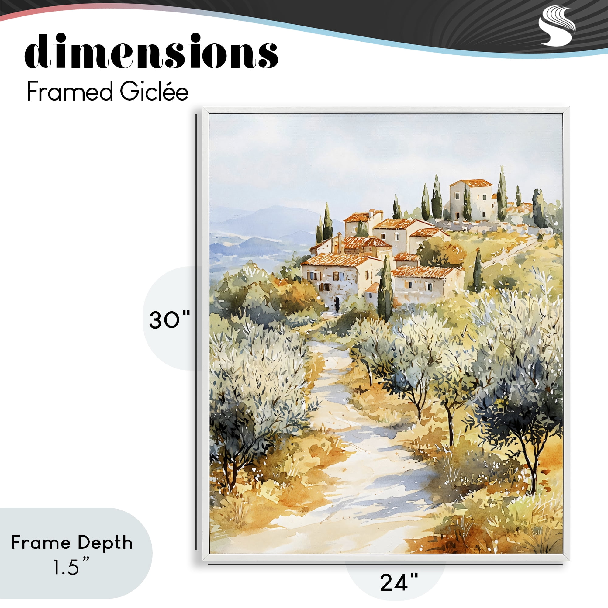 Stupell Industries Tuscan Hilltop Village View White Framed Giclee Art, design by LSR Design Studio