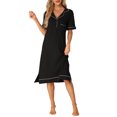 thumbnail image 1 of Pijamas de mujer INSPIRE CHIC con cuello, botón en la parte superior, mangas cortas, casuales, vestidos de noche de verano, negros, talla XL, 1 of 5