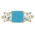 thumbnail image 7 of Three-Stone Engagement Ring for Women - 4ct Simulated Turquoise in 14K Yellow Gold Promise Ring, 7 of 7