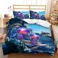 thumbnail image 1 of Juego de Funda Nórdica King Size,Juego de Ropa de Cama Delfín Medusa Surf para Decoración de Habitaciones,3, 1 of 8
