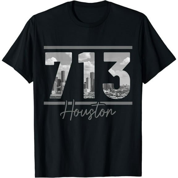 Houston 713 Area Code Skyline Texas Pride Vintage T-Shirt