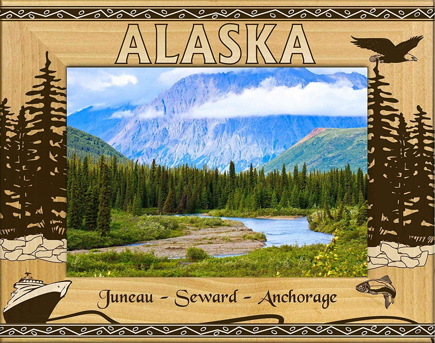 Alaska 4x6 Photo Frame Metal Bear and Tree