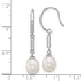 thumbnail image 2 of 925 Sterling Silver Rhodium Plated 6-8mm Teardrop White Freshwater Cultured and Cubic Zirconia Earrings 34.75x7.45mm Wid, 2 of 2