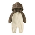 thumbnail image 2 of Fozruso Unisex Baby Boys Girls Long Sleeve Baby Zipper Bear Ears Hooded Lined Jumpsuits Romper Warm Outfit Clothes Boys Jumpsuit Romper Sizes 3-6 Months, 2 of 5